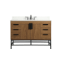 Elegant Lighting Eugene 48" Free Standing Single Basin Vanity Set with Cabinet, Engineered Marble Vanity Top, and Backsplash Walnut Brown
