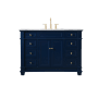 Elegant Lighting Wesley 48" Free Standing Single Basin Vanity Set with Cabinet and Marble Vanity Top Blue