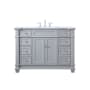Elegant Lighting Wesley 48" Free Standing Single Basin Vanity Set with Cabinet and Marble Vanity Top Grey