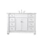 Elegant Lighting Wesley 48" Free Standing Single Basin Vanity Set with Cabinet and Marble Vanity Top White