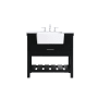 Elegant Lighting Clement 36" Free Standing Single Basin Vanity Set with Cabinet and Marble Vanity Top Black