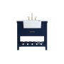 Elegant Lighting Clement 36" Free Standing Single Basin Vanity Set with Cabinet and Marble Vanity Top Blue