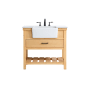 Elegant Lighting Clement 36" Free Standing Single Basin Vanity Set with Cabinet and Marble Vanity Top Natural Wood