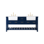 Elegant Lighting Clement 72" Free Standing Double Basin Vanity Set with Cabinet and Marble Vanity Top Blue