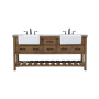 Elegant Lighting Clement 72" Free Standing Double Basin Vanity Set with Cabinet and Marble Vanity Top Driftwood