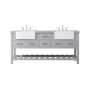 Elegant Lighting Clement 72" Free Standing Double Basin Vanity Set with Cabinet and Marble Vanity Top Grey