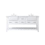Elegant Lighting Clement 72" Free Standing Double Basin Vanity Set with Cabinet and Marble Vanity Top White