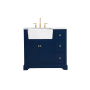 Elegant Lighting Franklin 36" Free Standing Single Basin Vanity Set with Cabinet and Marble Vanity Top Blue