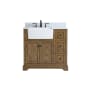Elegant Lighting Franklin 36" Free Standing Single Basin Vanity Set with Cabinet and Marble Vanity Top Driftwood