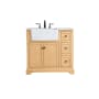 Elegant Lighting Franklin 36" Free Standing Single Basin Vanity Set with Cabinet and Marble Vanity Top Natural Wood