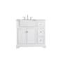 Elegant Lighting Franklin 36" Free Standing Single Basin Vanity Set with Cabinet and Marble Vanity Top White