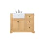 Elegant Lighting Franklin 42" Free Standing Single Basin Vanity Set with Cabinet and Marble Vanity Top Natural Wood
