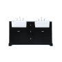 Elegant Lighting Franklin 60" Free Standing Double Basin Vanity Set with Cabinet and Marble Vanity Top Black