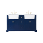 Elegant Lighting Franklin 60" Free Standing Double Basin Vanity Set with Cabinet and Marble Vanity Top Blue
