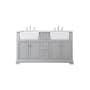 Elegant Lighting Franklin 60" Free Standing Double Basin Vanity Set with Cabinet and Marble Vanity Top Grey