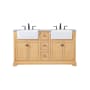 Elegant Lighting Franklin 60" Free Standing Double Basin Vanity Set with Cabinet and Marble Vanity Top Natural Wood