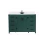Elegant Lighting Grant 48" Free Standing Single Basin Vanity Set with Cabinet, Engineered Marble Vanity Top, and Backsplash Green