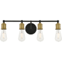 Elegant Lighting Serif 4 Light 22" Wide Bathroom Vanity Light Brass / Black
