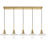 Elegant Lighting Waltz 5 Light 49" Wide Linear Pendant Brass / Clear