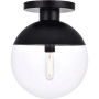 Elegant Lighting Eclipse 12" Wide Semi-Flush Globe Ceiling Fixture Black