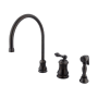 Elements Of Design Single Handle Kitchen Faucet with Metal Lever and Brass Side Spray Oil Rubbed Bronze