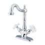 Elements Of Design Double Handle Vessel Sink Faucet with 4" Deck Plate and Porcelain Cross Handles from the Heritage Collection Chrome