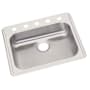 Elkay Dayton 25" Drop In Single Basin Stainless Steel Kitchen Sink 5 Faucet Holes