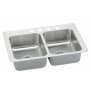 Elkay Lustertone 29" Drop In Double Basin Stainless Steel Kitchen Sink No Faucet Holes