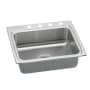 Elkay Gourmet 25" Single Basin Drop In Stainless Steel Kitchen Sink No Faucet Holes