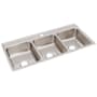 Elkay Lustertone 46" Drop In Triple Basin Stainless Steel Kitchen Sink 1 Faucet Hole