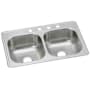Elkay Dayton 33" Drop In Double Basin Stainless Steel Kitchen Sink 3 Faucet Holes