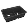Elkay Quartz Classic 33" Undermount Double Basin Quartz Composite Kitchen Sink Matte Black