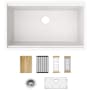 Elkay Quartz Classic 33" Undermount Single Basin Quartz Composite Workstation Kitchen Sink with Basin Rack, Basket Strainer, Colander, Drying Racks, and Cutting Board White