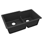 Elkay Quartz Classic 33" Undermount Double Basin Quartz Composite Kitchen Sink Matte Black