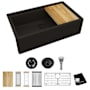 Elkay Quartz Luxe 35-7/8" Farmhouse Single Basin Quartz Composite Kitchen Sink Obsidian