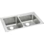 Elkay Gourmet Lustertone Stainless Steel 37" x 22" Self Rimming Double Basin Top Mount Kitchen Sink with 10" Depth 1 Faucet Hole