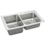 Elkay Gourmet Lustertone Stainless Steel 37" x 22" Self Rimming Double Basin Top Mount Kitchen Sink with 10" Depth 2 Faucet Holes