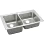 Elkay Gourmet Lustertone Stainless Steel 37" x 22" Self Rimming Double Basin Top Mount Kitchen Sink with 10" Depth 3 Faucet Holes