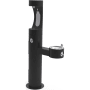 Elkay EZH20 14" Floor Mounted Outdoor Bi-Level Bottle Filler Combo Station with Freeze Resistance - Vandal Resistant Bubbler Black