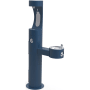 Elkay EZH20 14" Floor Mounted Outdoor Bi-Level Bottle Filler Combo Station with Freeze Resistance - Vandal Resistant Bubbler Blue