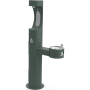 Elkay EZH20 14" Floor Mounted Outdoor Bi-Level Bottle Filler Combo Station with Freeze Resistance - Vandal Resistant Bubbler Evergreen