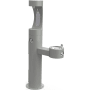 Elkay EZH20 14" Floor Mounted Outdoor Bi-Level Bottle Filler Combo Station with Freeze Resistance - Vandal Resistant Bubbler Gray