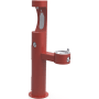 Elkay EZH20 14" Floor Mounted Outdoor Bi-Level Bottle Filler Combo Station with Freeze Resistance - Vandal Resistant Bubbler Red