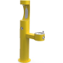 Elkay EZH20 14" Floor Mounted Outdoor Bi-Level Bottle Filler Combo Station with Freeze Resistance - Vandal Resistant Bubbler Yellow