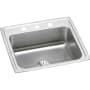 Elkay Gourmet 22" Single Basin 18-Gauge Stainless Steel Kitchen Sink for Drop In Installations with SoundGuard Technology - Perfect Drain Assembly Included 3 Faucet Holes