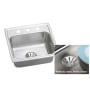 Elkay Gourmet 22" Single Basin 18-Gauge Stainless Steel Kitchen Sink for Drop In Installations with SoundGuard Technology - Perfect Drain Assembly Included 2 Faucet Holes Middle Right