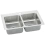 Elkay Lustertone 29" Drop In Double Basin Stainless Steel Kitchen Sink 1 Faucet Hole
