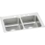 Elkay Lustertone 29" Drop In Double Basin Stainless Steel Kitchen Sink 4 Faucet Holes