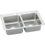 Elkay Lustertone 29" Drop In Double Basin Stainless Steel Kitchen Sink 2 Faucet Holes (Middle Right)