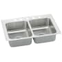 Elkay Lustertone 29" Drop In Double Basin Stainless Steel Kitchen Sink 5 Faucet Holes